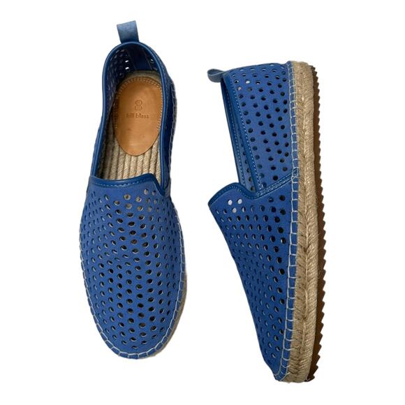 Bill Blass Sutton Perforated Blue Espadrille Flat Size 7 - Picture 3 of 11